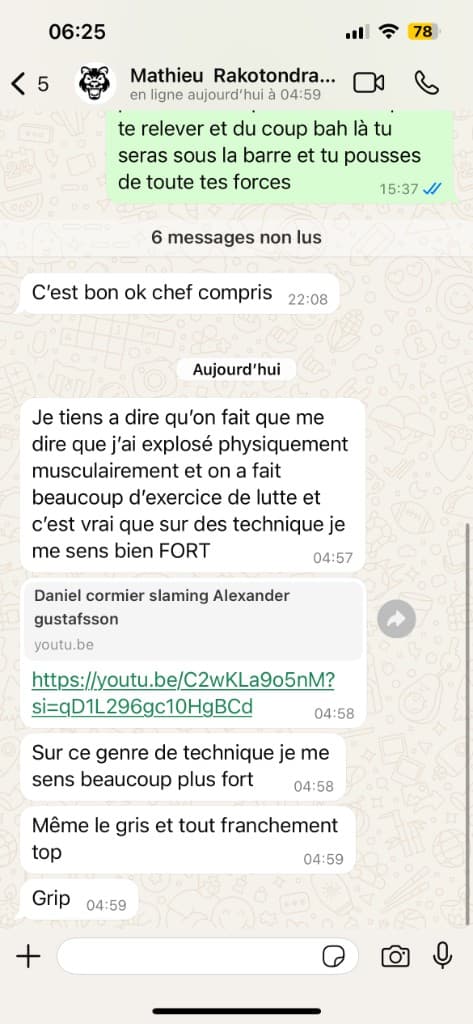 Message client MMA, progression physique et lutte, Montpellier