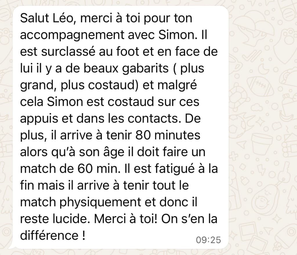 Témoignage parent, foot, endurance et appuis, Montpellier